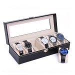 6PCS Wooden Watch Box with Clear Window